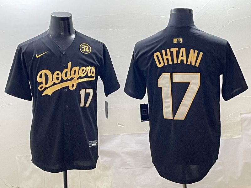 Men Los Angeles Dodgers 17 Ohtani Black Gold Nike 2025 MLB Jersey style 42410
